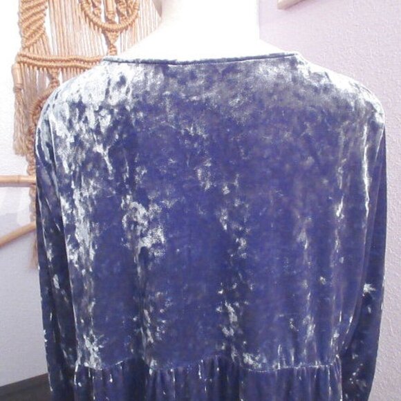 Velvet Embroidered Babydoll Tunic Top Size XL Lace Up Renaissance Fairy Peasant - Picture 10 of 12